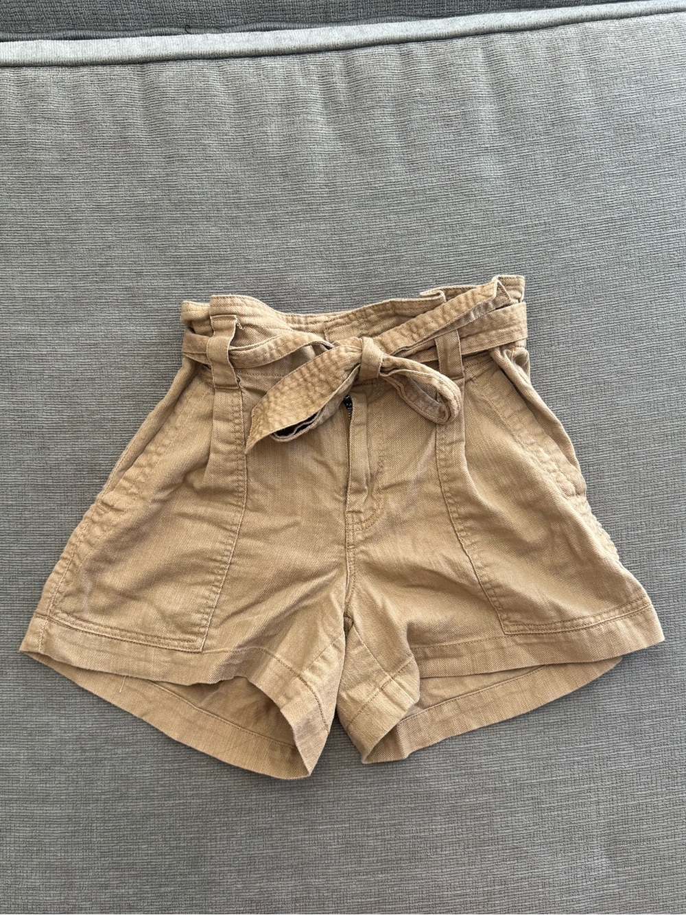 Vero Moda High-Waist Linen Tan Women's Shorts with Belt